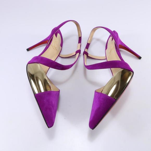 Richelieu Purple 85mm Platina Suede Slingback Pumps C369 - Picture 4 of 12